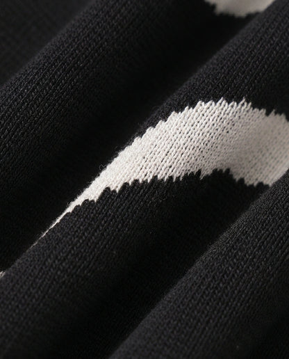 Robe Midi Noire à Ourlet Ondulé